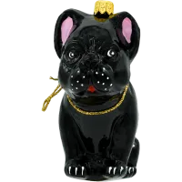 Bombka choinkowa szklana: Buldog francuski: czarny