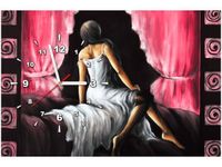 60CM 40CM ZEGAR OBRAZ PIĘKNA DZIEWCZYNA CZERWIENI DRUK PŁÓTNO RAMA