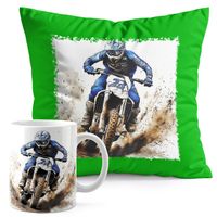 ZESTAW KUBEK + PODUSZKA ZIELONA - MOTOR MOTOCYKL MOTOCROSS