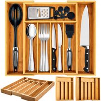 WKŁAD ORGANIZER DO SZUFLADY KUCHENNEJ NA SZTUĆCE BAMBUSOWY PREMIUM XXL 55cm