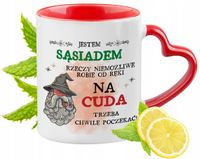 Kubek Dla Sąsiada Czerwony Z Uszkiem W Kształcie Serca Na Prezent