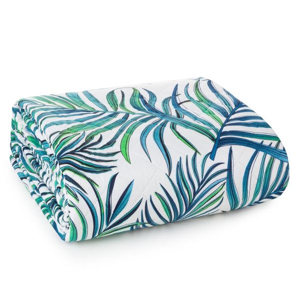 Narzuta dekoracyjna PALMS 170x210 biała w palmowe liście zdjęcie 1