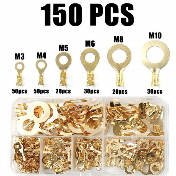 150 SZTUK Konektory Oczkowe Nieizolowane Kablowe Zestaw M3 M4 M5 M6 M8 M10 zdjęcie 3