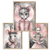 Zestaw trzech plakatów dla dzieci Pink Portraits