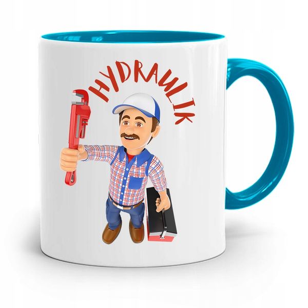 Kubek Błękitny Prezent Dla Hydraulika Hydraulik Z Nadrukiem Ze Zdjęciem zdjęcie 1