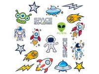 Tatuaże zmywalne, Kosmos, 19 szt.