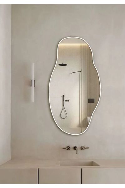 Lustro ścienne asymetryczne 40x75 cm - Biała rama zdjęcie 7