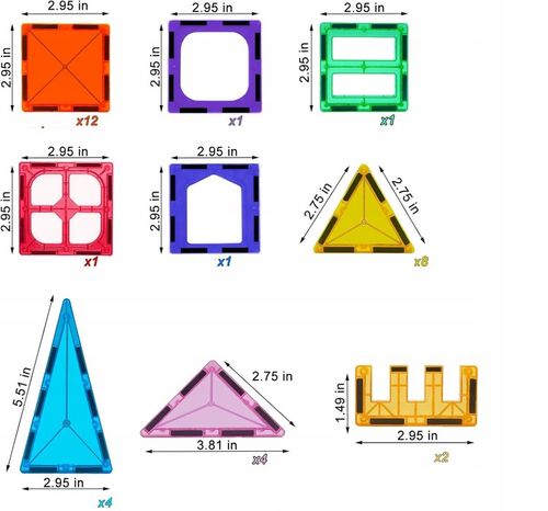 DUŻE KLOCKI MAGNETYCZNE KAFELKI ZESTAW XXL 34 EL RAINBOW MAGNETIC TILES na Arena.pl