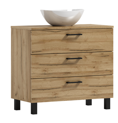 Szafka łazienkowa ROMA 80 dąb craft złoty z umywalką Eliza B (W1) na Arena.pl