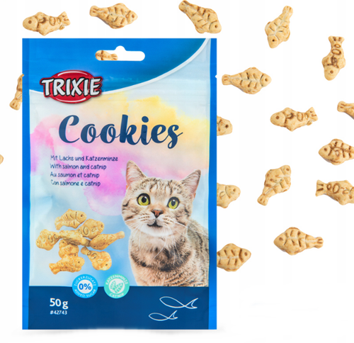 TRIXIE Cookies chrupiące ciastka Łosoś Kocimiętka ciasteczka przysmak kota na Arena.pl