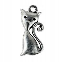 Zawieszka KOT kotek 12x25mm platyna 1szt.