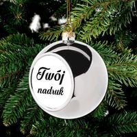 Duża srebrna bombka na choinkę z Twoim nadrukiem