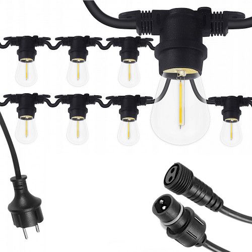 Girlanda OGRODOWA LAMPKI LED 15m + 15x Żarówki E27 zdjęcie 1