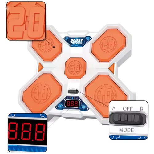 Gra Zręcznościowa Strzelanie Do Celu Tarcza Led Kulki +2 Pistolet Zabawkowy na Arena.pl