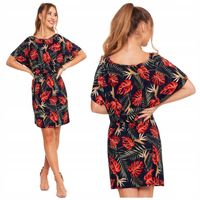 KRÓTKA SUKIENKA DAMSKA LUŹNA LETNIA ROZKLOSZOWANA RĘKAWEK KRÓTKI MORAJ L/XL