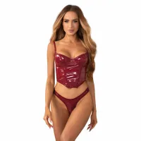 obsessive redya komplet gorset i stringi czerwony regulowany s/m