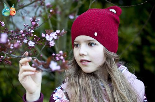 Jamiks Hada czapka dla dziewczynki prążkowana uszka bordo 46-48 na Arena.pl
