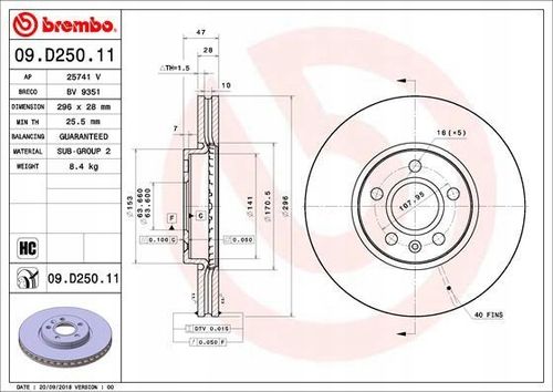 TARCZA HAM PRZOD 296X28 V BREMBO na Arena.pl