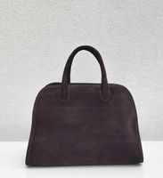 Brązowa czekoladowa torebka kuferek zamszowa Vera Pelle Italy