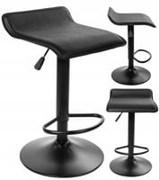 Hoker Barowy Czarny Kuchenny Krzesło Obrotowe Regulowane Ekoskóra TOVI