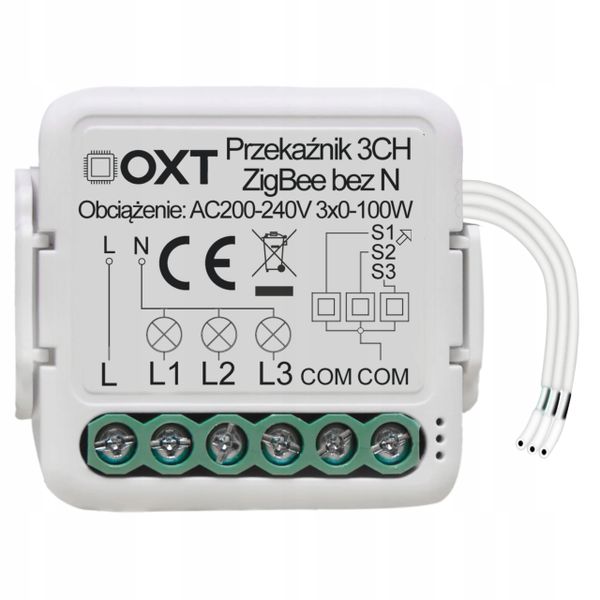 OXT Mini Przekaźnik 3 Obw bez N ZigBee TUYA 3x3,3A zdjęcie 1