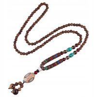 Naszyjnik Drewniany NEPAL BUDDYJSKI MALA Mnichów HANDMADE Amulet
