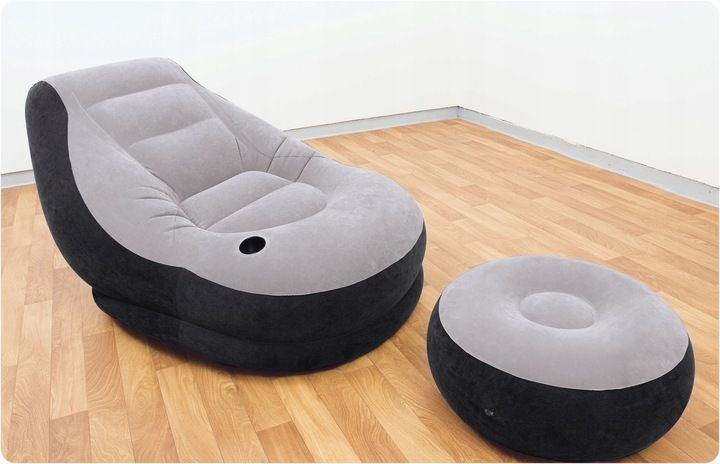 FOTEL DMUCHANY WELUROWY PUFA + PODNÓŻEK INTEX zdjęcie 10