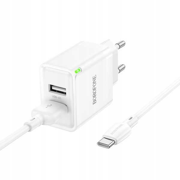 Ładowarka sieciowa (2xUSB - 2,1A, z kablem USB na Typ C) BOROFONE zdjęcie 4