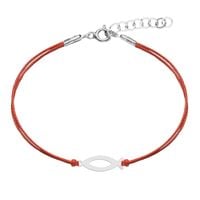 Bransoletka Sznurkowa Celebrytka Ryba Jezus Ichthys Srebro 925