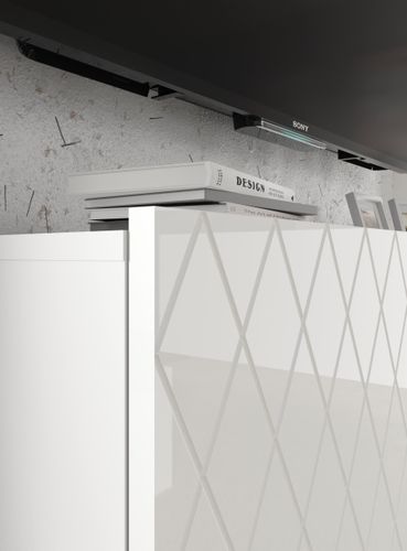 Szafka RTV DIUNA 145 cm 2D1K na nóżkach biały połysk na Arena.pl