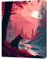 Obraz 70x90cm Wilk Przy Brzegu Lasu