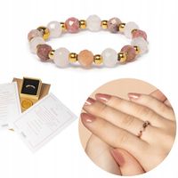 PIERŚCIONEK RODONIT, KWARC RÓŻOWY kamienie naturalne - rozmiary- PREZENT