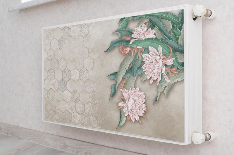 Maskownica MAGNETYCZNA Na Grzejnik KWIATY Mozaika Marokańska Beton 80cm x 60cm zdjęcie 4