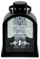 Latarenka LED znicz czarny GRAWER personalizowany DEDYKACJA DLA DZIADKÓW