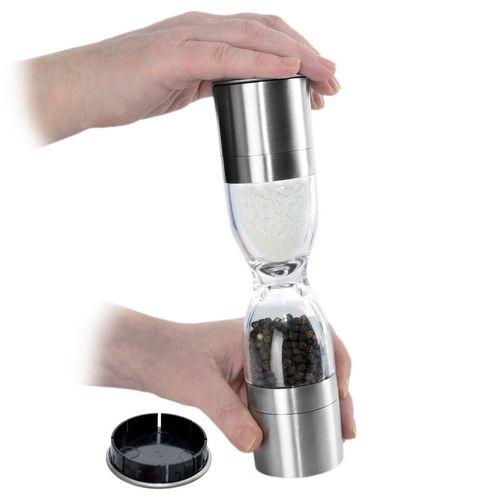 Młynek do Pieprzu Soli Dwustronny Stalowy Klepsydra do Mielenia Przypraw na Arena.pl