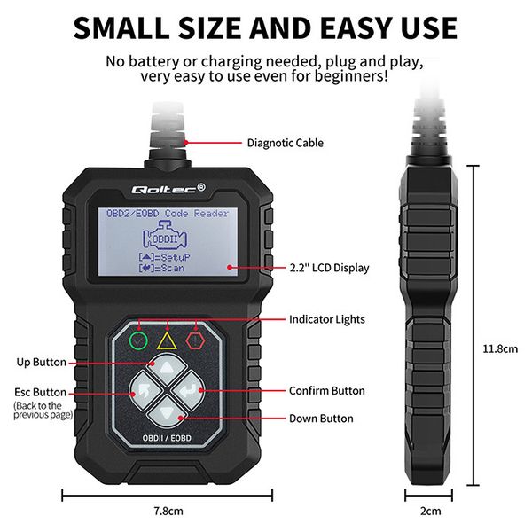 Cyfrowy Tester diagnostyczny Interfejs ProLine OBDII EOBD PL MENU  8V–25V zdjęcie 10