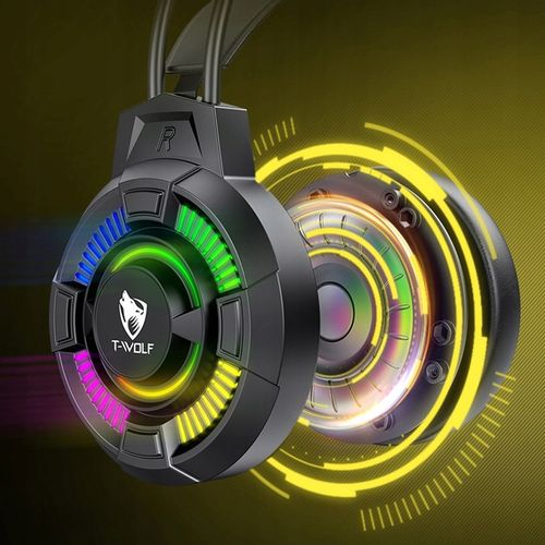 SŁUCHAWKI Z MIKROFONEM GAMINGOWE DO GRANIA DLA GRACZY NAUSZNE RGB USB 7.1 na Arena.pl