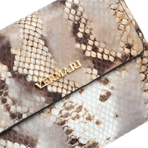 VERMARI portfel damski skórzany elegancki wężowy P222 jasny złoty na Arena.pl