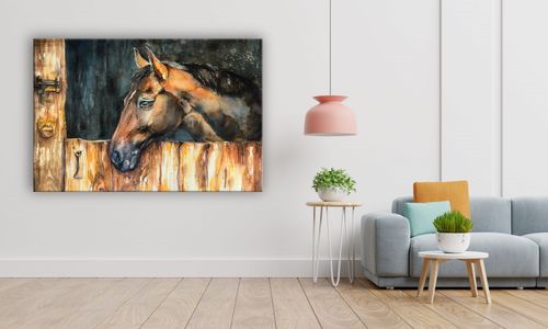 OBRAZ NA PŁÓTNIE 118 Koń w stajni 40x30cm na Arena.pl