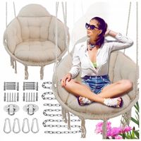 Beżowe Bocianie gniazdo huśtawka ogrodowa + Poduszka XXL + Zestawy montażow