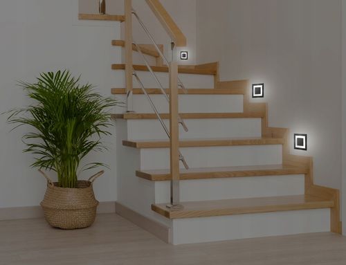 Oprawa LAMPKA schodowa LED 230V oświetlenie schodowe 2W CZARNA ZIMNA na Arena.pl