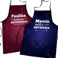 FARTUCHY DLA PAR KOMPLET PREZENT NA WALENTYNKI UNIKALNY WYJĄTKOWY