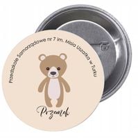 Przypinki buttony PRZEDSZKOLE miś- twój tekst