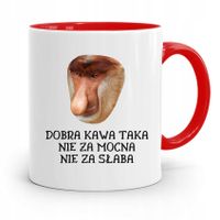 Kubek Czerwony Nosacz Janusz Dobra Kawa Taka Z Nadrukiem Ze Zdjęciem