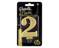 ŚWIECZKA B&C CYFERKA 2 METALIK ZŁOTA GODAN