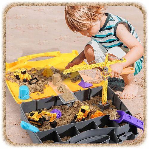 ZESTAW KONSTRUKCYJNY PIASEK KINETYCZNY DŹWIG POJAZDY BUDOWLANE DLA DZIECI na Arena.pl