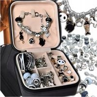 DUŻY ZESTAW DO ROBIENIA BRANSOLETEK I NASZYJNIKÓW CHARMS SZKATUŁKA KORALIKI