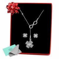 Komplet srebrny damski z koniczynką nieskończoności łańcuszek z zawieszką