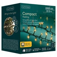 Lampki choinkowe COMPACT 1000LED 22,5m klasyczny ciepły FLASH zielony kabel