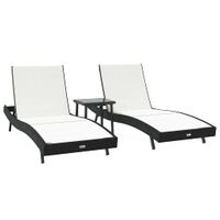 Leżaki 3 pcs Czarny i Biały 40 x 40 x 40.5 cm polirattan